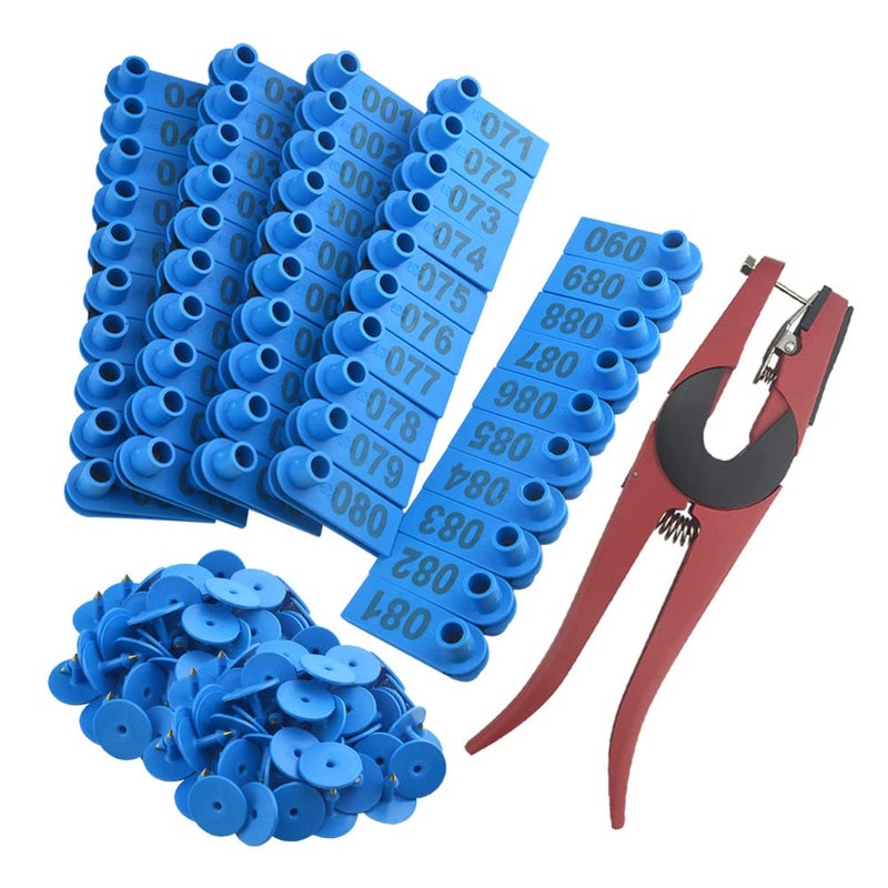 WMYCONGCONG Goat Sheep Pig Ear Tag Plastic Livestock Ear Tags, 1-100 Number, Blue - Image 1